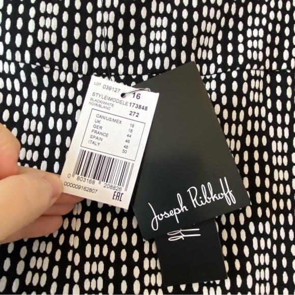 Joseph Ribkoff straight leg pull on pants black with white dots - Picture 8 of 13